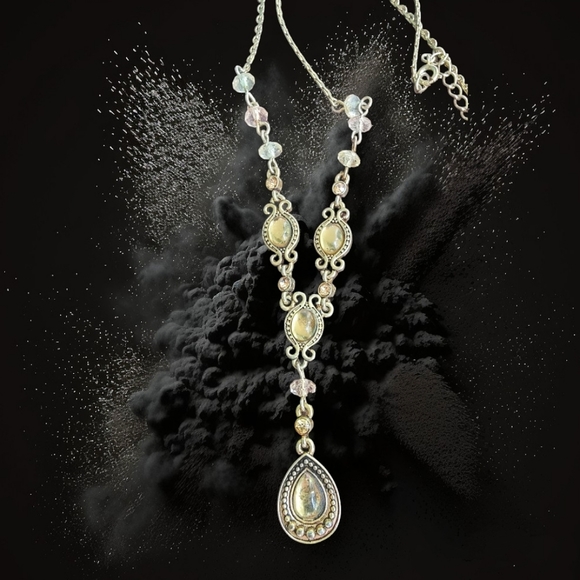 Avon | Vintage Faux Amber Goldtone Lariat Signed - Picture 1 of 8